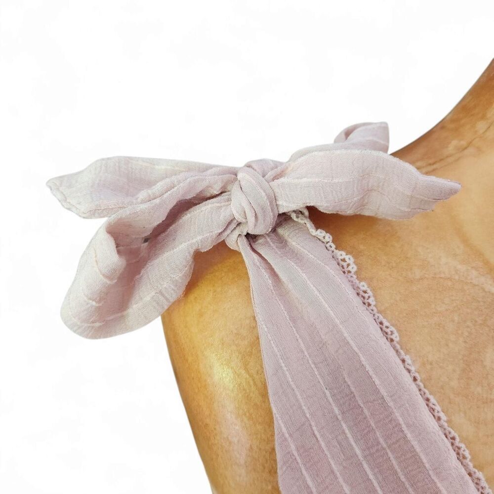 Lulu's - One to Remember Blush Pink Tie-Strap Tiered Babydoll Dress S - Picture 5 of 8